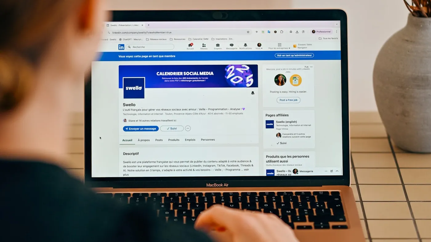 Online reputation and profile management shown in a horizontal laptop view